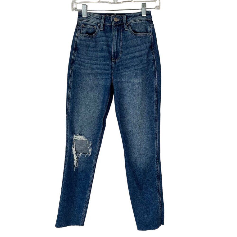 Hollister Mom Jeans Womens Size 00 R Ultra‎ High Rise Vintage Stretch Distressed